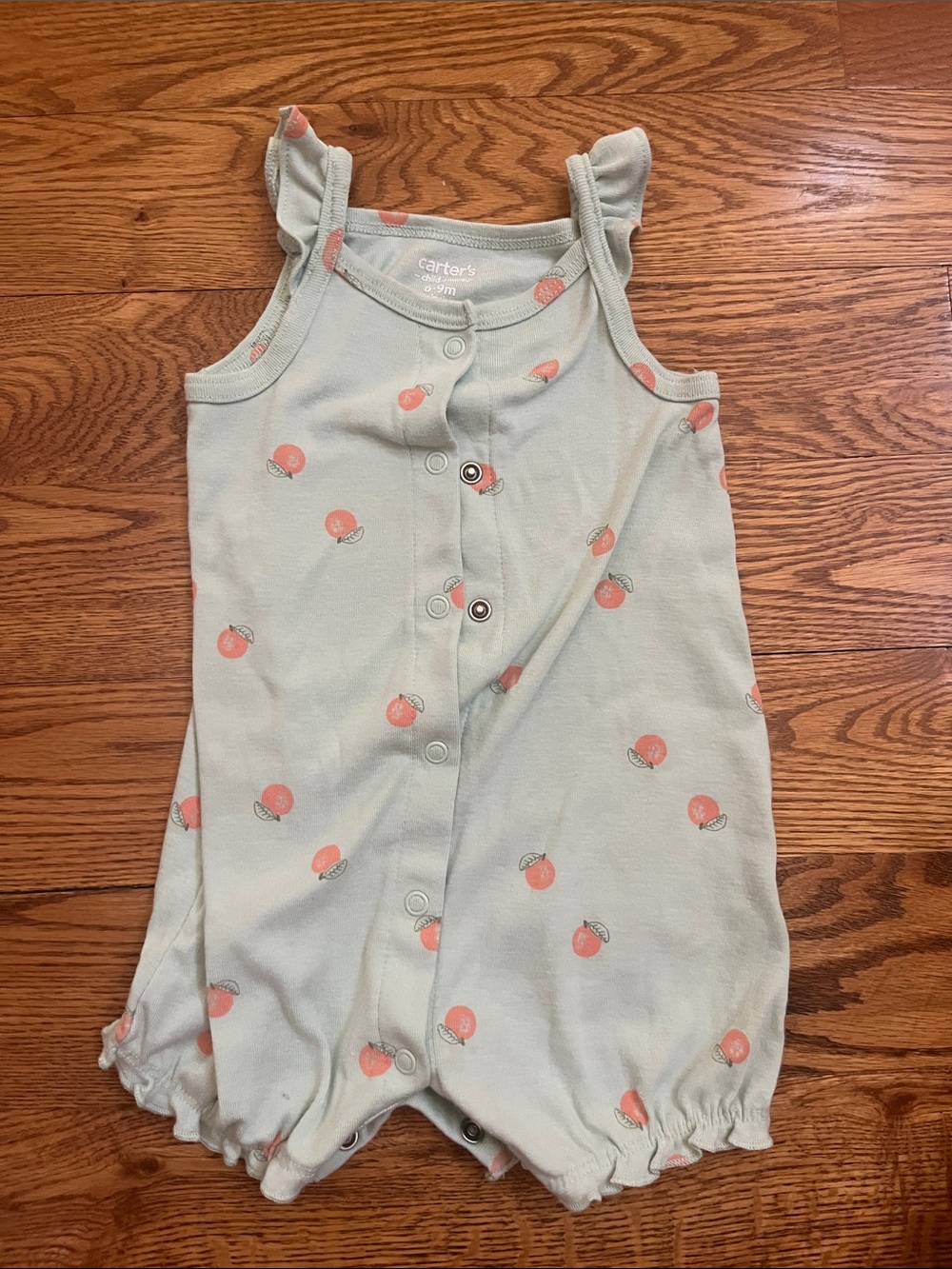 Carter's Mint Green Romper with Peach Print